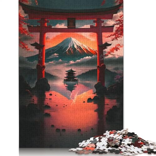 1000-teiliges Japanisches Landschafts-Reflection-Puzzle für Erwachsene, Lernspielzeug, Familienspiele, Geburtstagsgeschenke, 1000 Stück (75 x 50 cm) von GQmoney
