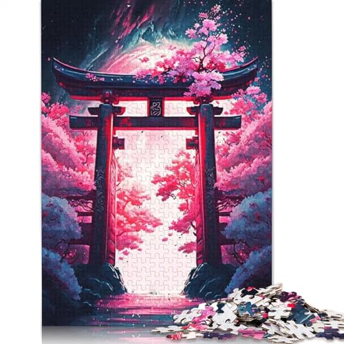 1000-teiliges Kirschblüten-Tor-Puzzle, Schwierigkeitsgrad für Erwachsene, Lernspielzeug, Spiele, Familiendekoration, 1000 Stück (75 x 50 cm) von GQmoney