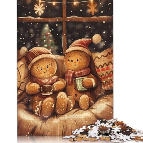 1000-teiliges Lebkuchenpaar-Weihnachtspuzzle für Erwachsene und Teenager, Papierpuzzles für Familienspaß und Spieleabende, 1000 Teile (75 x 50 cm) von GQmoney