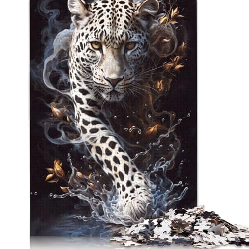 1000-teiliges Leopard Whispers-Puzzle für Erwachsene Teenager, Holzpuzzle für Erwachsene, Lernspiel, Herausforderungsspielzeug, 1000 Stück (75 x 50 cm) von GQmoney