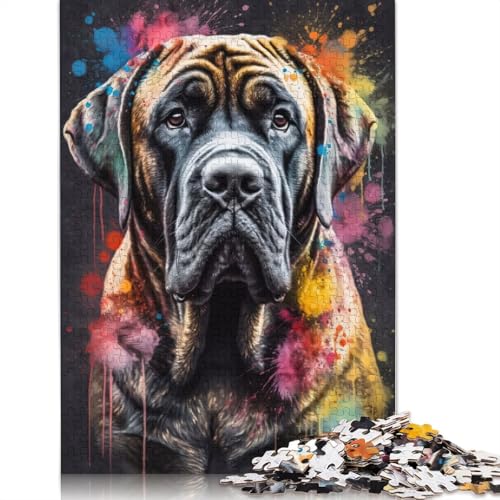 1000-teiliges Malpuzzle mit spanischem Mastiff, Schwierigkeitspuzzle, Lernspiel, Spielzeug, Familiendekoration, 1000 Teile (38 x 26 cm) von GQmoney