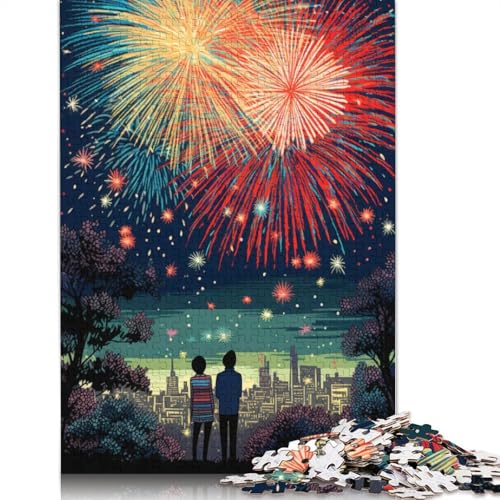 1000-teiliges Neujahrs-Feuerwerk-Puzzle für Erwachsene, Puzzles, Lernspielzeug, 1000 Stück (75 x 50 cm) von GQmoney
