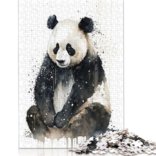 1000-teiliges Panda-Aquarell-Puzzle für Erwachsene, Papierpuzzles für Teenager, Geschenke, einzigartige Heimdekoration und Geschenke, 1000 Stück (38 x 26 cm) von GQmoney