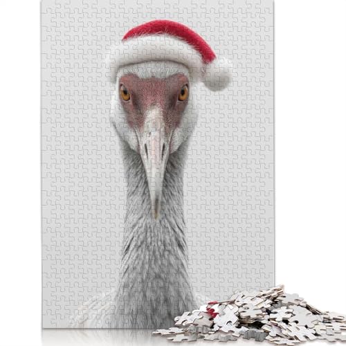 1000-teiliges Papierpuzzle „Kranich mit Weihnachtsmütze“, Papierpuzzle für Erwachsene und Jugendliche ab 12 Jahren, 1000 Teile (75 x 50 cm) von GQmoney