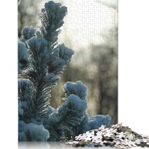 1000-teiliges Papierpuzzle mit verschneiten Kiefernzweigen, Papierpuzzle für Erwachsene und Jugendliche ab 12 Jahren, 1000 Teile (75 x 50 cm) von GQmoney