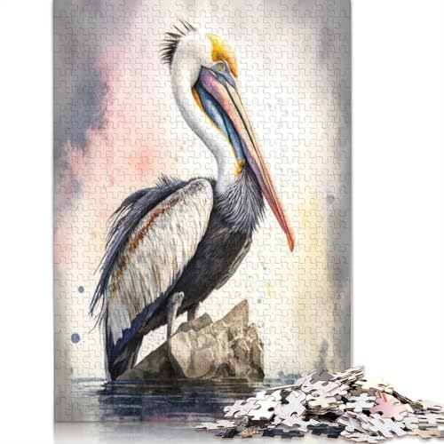 1000-teiliges Pelikan-Aquarell-Puzzle für Erwachsene Teenager, Papierpuzzles, nachhaltiges Puzzle für Erwachsene | Spiele 1000 Teile (38 x 26 cm) von GQmoney