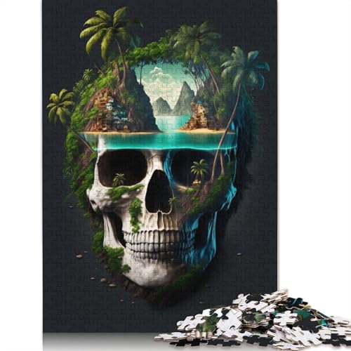 1000-teiliges Piratenschädel-Puzzle für Erwachsene und Teenager. Holzpuzzle für Erwachsene, Lernspiel, Herausforderungsspielzeug, 1000 Stück (75 x 50 cm) von GQmoney