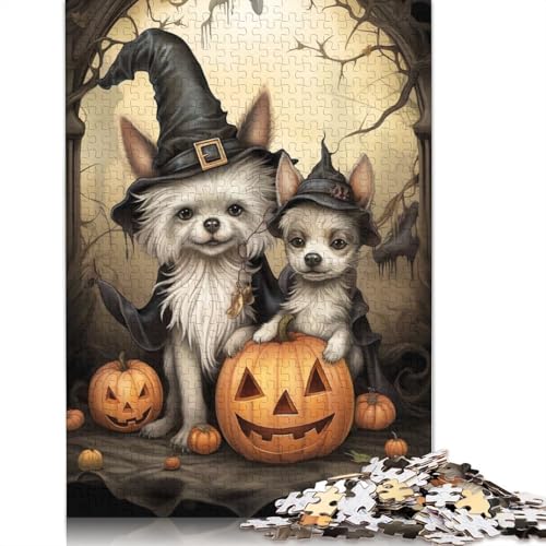 1000-teiliges Pudel-Halloween-Hexenhut-Puzzle für Erwachsene Teenager, Papierpuzzles, nachhaltiges Puzzle für Erwachsene | Spiele 1000 Teile (38 x 26 cm) von GQmoney
