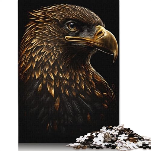 1000-teiliges Puzzle, Adler, Schwarz-Gold, Holzpuzzle, Familienaktivität, 1000 Stück (75 x 50 cm) von GQmoney