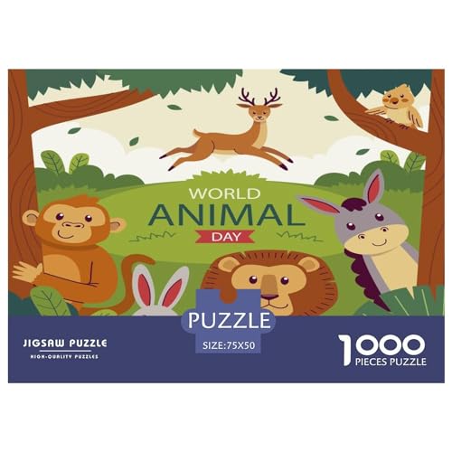 1000-teiliges Puzzle, Cartoon-Kindermuster-Puzzle für Erwachsene, Holzpuzzle, Lernspiel für Erwachsene, Kind, 1000 Stück (75 x 50 cm) von GQmoney