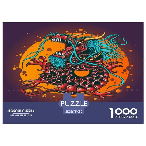 1000-teiliges Puzzle, Drachenpuzzle für Erwachsene, Holzpuzzle, Lernspiel für Erwachsene, Kind, 1000 Teile (75 x 50 cm) von GQmoney
