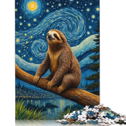 1000-teiliges Puzzle, Faultier, Sternennacht, quadratische Puzzles für Erwachsene und Holzpuzzles, Familienaktivität, 1000 Stück (75 x 50 cm) von GQmoney