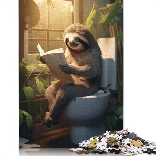 1000-teiliges Puzzle, Faultier-Toiletten-Zeitungs-Puzzles für Erwachsene, Teenager und Holzpuzzles, Familienspiele, 1000 Stück (75 x 50 cm) von GQmoney