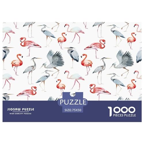 1000-teiliges Puzzle, Flamingo-Puzzle, Holzpuzzle, Montagespielzeug, interaktives Familienspiel, 1000 Teile (75 x 50 cm) von GQmoney