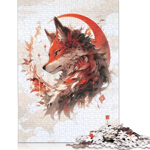 1000-teiliges Puzzle, Fuchs-Poster für Erwachsene, Holzpuzzle, Lernspielzeug, 1000 Stück (75 x 50 cm) von GQmoney