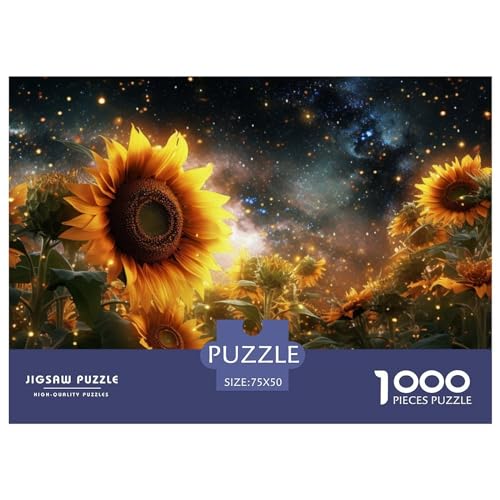 1000-teiliges Puzzle, Galaxien, Sonnenblumen, Puzzles, Holzpuzzle, Montagespielzeug, interaktives Familienspiel, 1000 Teile (75 x 50 cm) von GQmoney