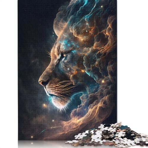 1000-teiliges Puzzle, Galaxy King Cosmic Lion, Lernspiel, Spielzeug, Familiendekoration, Erwachsene, herausfordernd, 1000 Teile (38 x 26 cm) von GQmoney
