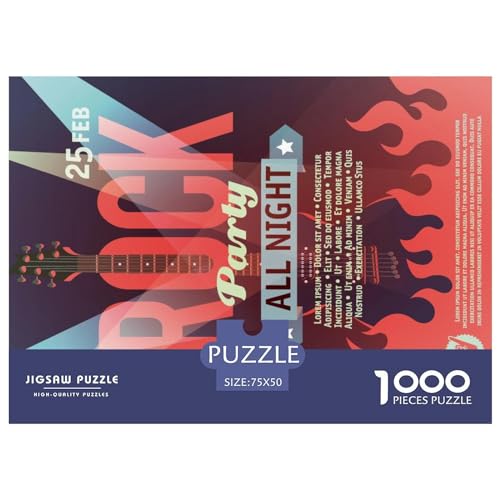 1000-teiliges Puzzle, Gitarrenteam-Puzzles für Erwachsene, Holzpuzzles, Lernspiel für Erwachsene Kinder, 1000 Teile (75 x 50 cm) von GQmoney