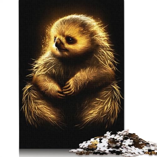 1000-teiliges Puzzle, Gold-schwarzes Faultier, Puzzles für Erwachsene, Teenager und Holzpuzzles, Familienspiele, 1000 Teile (75 x 50 cm) von GQmoney