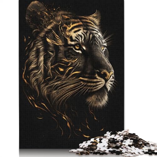 1000-teiliges Puzzle, Gold- und Schwarztiger, Experessi Creative Square Puzzles für Erwachsene und Holzpuzzles, Lernspielzeug, 1000 Teile (75 x 50 cm) von GQmoney