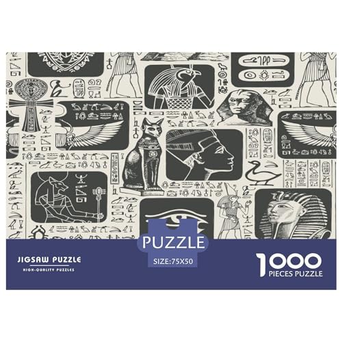 1000-teiliges Puzzle, Idol-Pharao-Puzzle für Erwachsene, Holzpuzzle, Lernspiel für Erwachsene, Kind, 1000 Teile (75 x 50 cm) von GQmoney