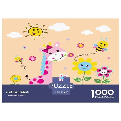 1000-teiliges Puzzle, Kinder-Giraffe, für Erwachsene, Kinder, Holzpuzzle, Lernspielzeug, 1000 Teile (75 x 50 cm) von GQmoney