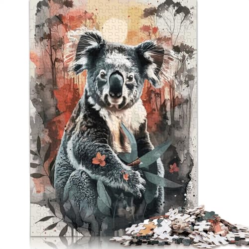 1000-teiliges Puzzle, Koala-Sonnenuntergang, Aquarell-Puzzles für Erwachsene, Holzpuzzles, Lernspiel für Erwachsene, 1000 Stück (75 x 50 cm) von GQmoney