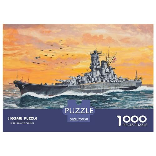 1000-teiliges Puzzle, Kriegsschiffe, für Erwachsene und Kinder, Holzpuzzle, Lernspielzeug, 1000 Teile (75 x 50 cm) von GQmoney