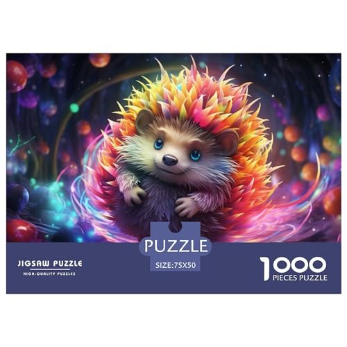 1000-teiliges Puzzle, Kunst-Igel-Puzzle für Erwachsene, Holzpuzzle, Lernspiel für Erwachsene, Kind, 1000 Teile (75 x 50 cm) von GQmoney