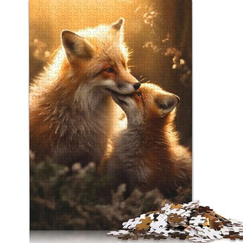 1000-teiliges Puzzle, Liebespaar, Romantik, Füchse, Holzpuzzle, Familienaktivität, 1000 Stück (75 x 50 cm) von GQmoney