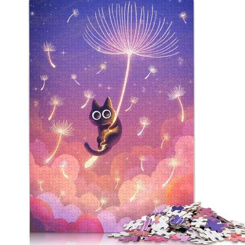 1000-teiliges Puzzle, Löwenzahn-Katzen-Puzzle für Erwachsene, Holzpuzzle, Lernspiele für Erwachsene und 1000 Teile (75 x 50 cm) von GQmoney