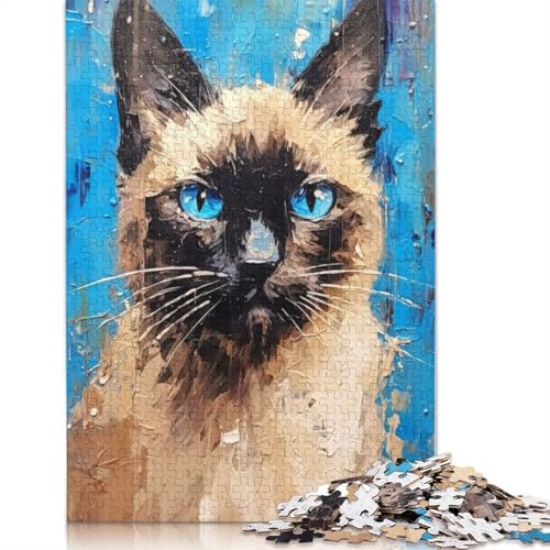 1000-teiliges Puzzle, Palette, siamesisches Gemälde, Puzzles für Erwachsene, Teenager und Holzpuzzles, Familienspiele, 1000 Stück (75 x 50 cm) von GQmoney