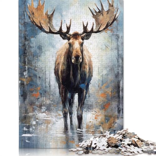 1000-teiliges Puzzle, Paletten-Elchmalerei, kreatives quadratisches Puzzle für Erwachsene und Holzpuzzle, anspruchsvolles Spiel, 1000 Teile (75 x 50 cm) von GQmoney