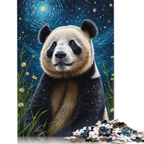 1000-teiliges Puzzle, Panda-Sternennacht, für Erwachsene, Holzpuzzle, Lernspielzeug, 1000 Stück (75 x 50 cm) von GQmoney