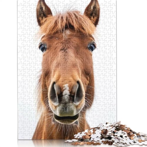 1000-teiliges Puzzle, Pferdegesicht, Lernspiel, Spielzeug, Familiendekoration, Erwachsene, herausfordernd, 1000 Teile (38 x 26 cm) von GQmoney