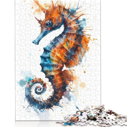 1000-teiliges Puzzle, Seepferdchen-Geschenk, lustiges Puzzle, Holzpuzzle, Familienaktivität, 1000 Stück (75 x 50 cm) von GQmoney