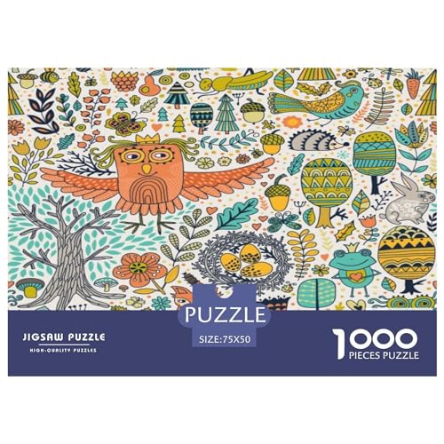 1000-teiliges Puzzle, Tier-Eulen-Puzzle, Holzpuzzle, Montagespielzeug, interaktives Familienspiel, 1000 Teile (75 x 50 cm) von GQmoney