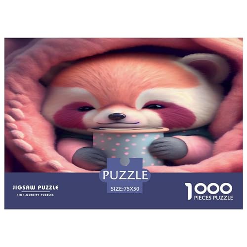 1000-teiliges Puzzle, niedliche Zibetkatze für Erwachsene, Kinder, Holzpuzzle, Lernspielzeug, 1000 Teile (75 x 50 cm) von GQmoney