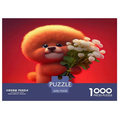 1000-teiliges Puzzle, niedlicher Familien-Haustierhund, für Erwachsene und Kinder, Holzpuzzle, Lernspielzeug, 1000 Teile (75 x 50 cm) von GQmoney