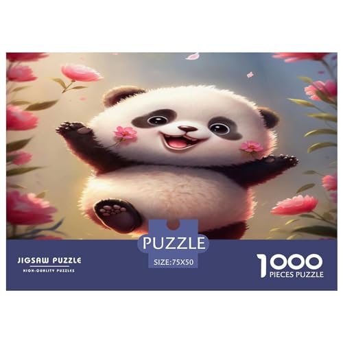 1000-teiliges Puzzle, niedlicher Panda, für Erwachsene, Kinder, Holzpuzzle, Lernspielzeug, 1000 Teile (75 x 50 cm) von GQmoney