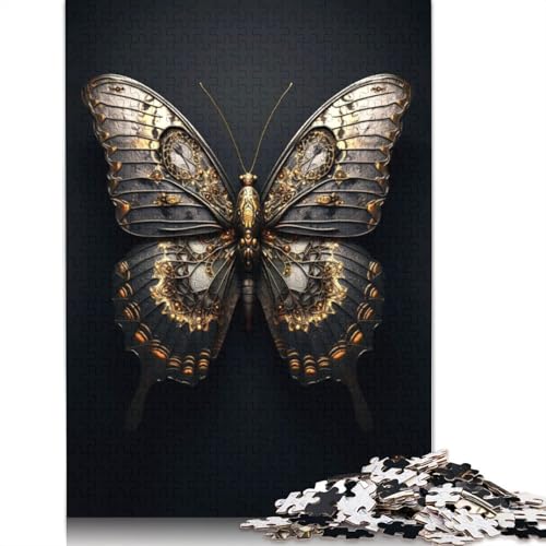 1000-teiliges Puzzle, schwarz-Goldener Schmetterling, Holzpuzzle, Familienaktivität, 1000 Stück (75 x 50 cm) von GQmoney