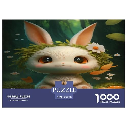 1000-teiliges Puzzle, süßes Kaninchen-Puzzle für Erwachsene, Holzpuzzle, Lernspiel für erwachsenes Kind, 1000 Teile (75 x 50 cm) von GQmoney