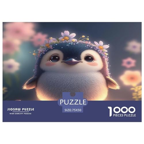 1000-teiliges Puzzle, süßes Pinguin-Puzzle für Erwachsene, Holzpuzzle, Lernspiel für erwachsenes Kind, 1000 Teile (75 x 50 cm) von GQmoney
