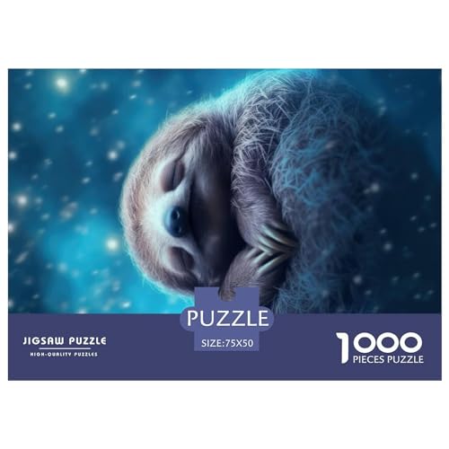 1000-teiliges Puzzle, süßes schlafendes Faultier, Puzzles, Holzpuzzle, Montagespielzeug, interaktives Familienspiel, 1000 Teile (75 x 50 cm) von GQmoney