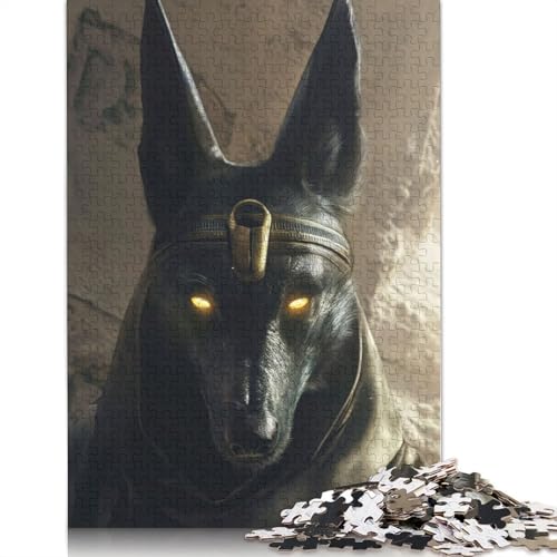 1000-teiliges Puzzle „Ägyptischer Gott Anubis“ für Erwachsene, schwieriges Holzpuzzle für Teenager, Geschenke, Heimdekoration, Puzzlespielzeug, 1000 Stück (75 x 50 cm) von GQmoney