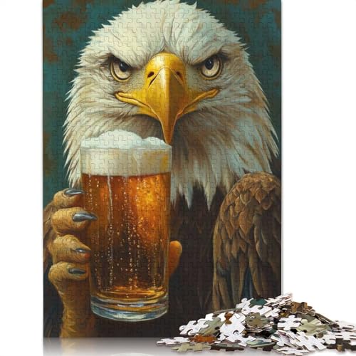 1000-teiliges Puzzle „Adler mit Bier“ für Erwachsene und Teenager, Papierpuzzle, Lernspiel, Herausforderung, Spielzeug, Geburtstagsgeschenke, 1000 Stück (38 x 26 cm) von GQmoney