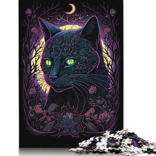 1000-teiliges Puzzle „Black Light Cat 11“ für Erwachsene Teenager, Papierpuzzles, nachhaltiges Puzzle für Erwachsene | Spiele 1000 Stück (75 x 50 cm) von GQmoney