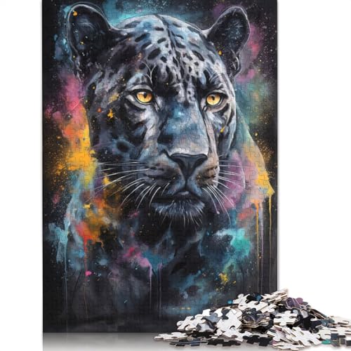 1000-teiliges Puzzle „Black Panther Painting“ für Kinder ab 18 Jahren – Familienaktivität, Puzzle, Lernspiele, schwierig und herausfordernd (75 x 50 cm) von GQmoney