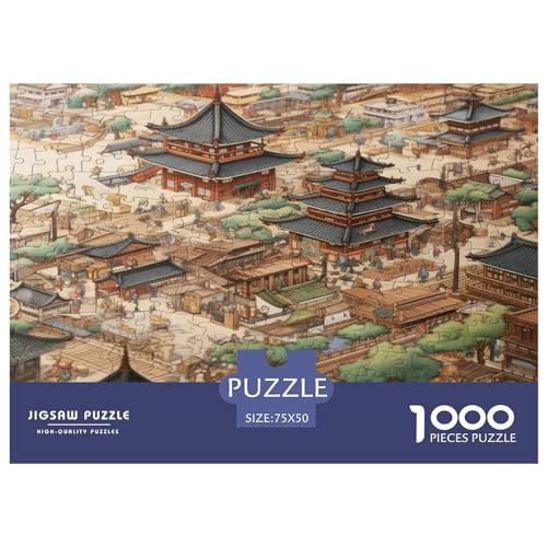 1000-teiliges Puzzle „Bustling_City“ für Erwachsene und Kinder, Holzpuzzle, Lernspielzeug, 1000 Teile (75 x 50 cm) von GQmoney