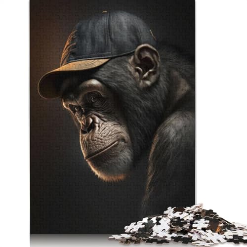 1000-teiliges Puzzle „Cool Ape“, kreatives quadratisches Puzzle für Erwachsene, Holzpuzzle, Lernspiel, Herausforderungsspielzeug, 1000 Teile (75 x 50 cm) von GQmoney